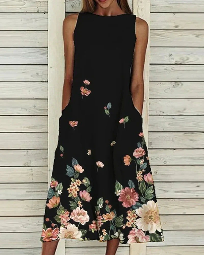 Zoey - Dames zomer midi-jurk met bloemmotief