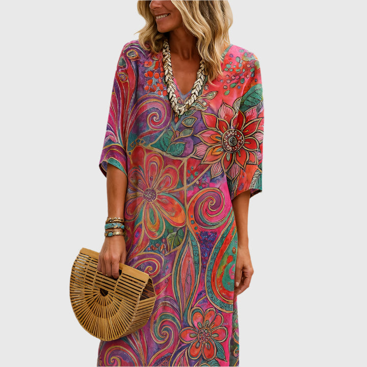 Saira – Lange Bloemenjurk