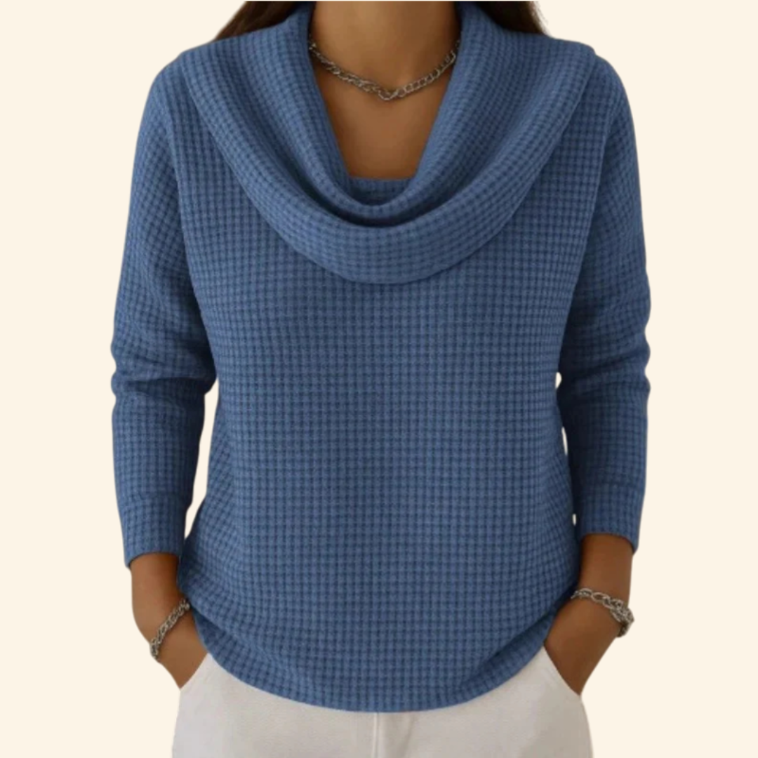 Mirthe | Wafeltrui met elegante watervalhals