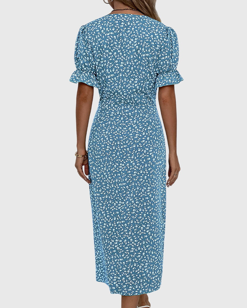 Barbara - Verse Bloem V-Hals Jurk